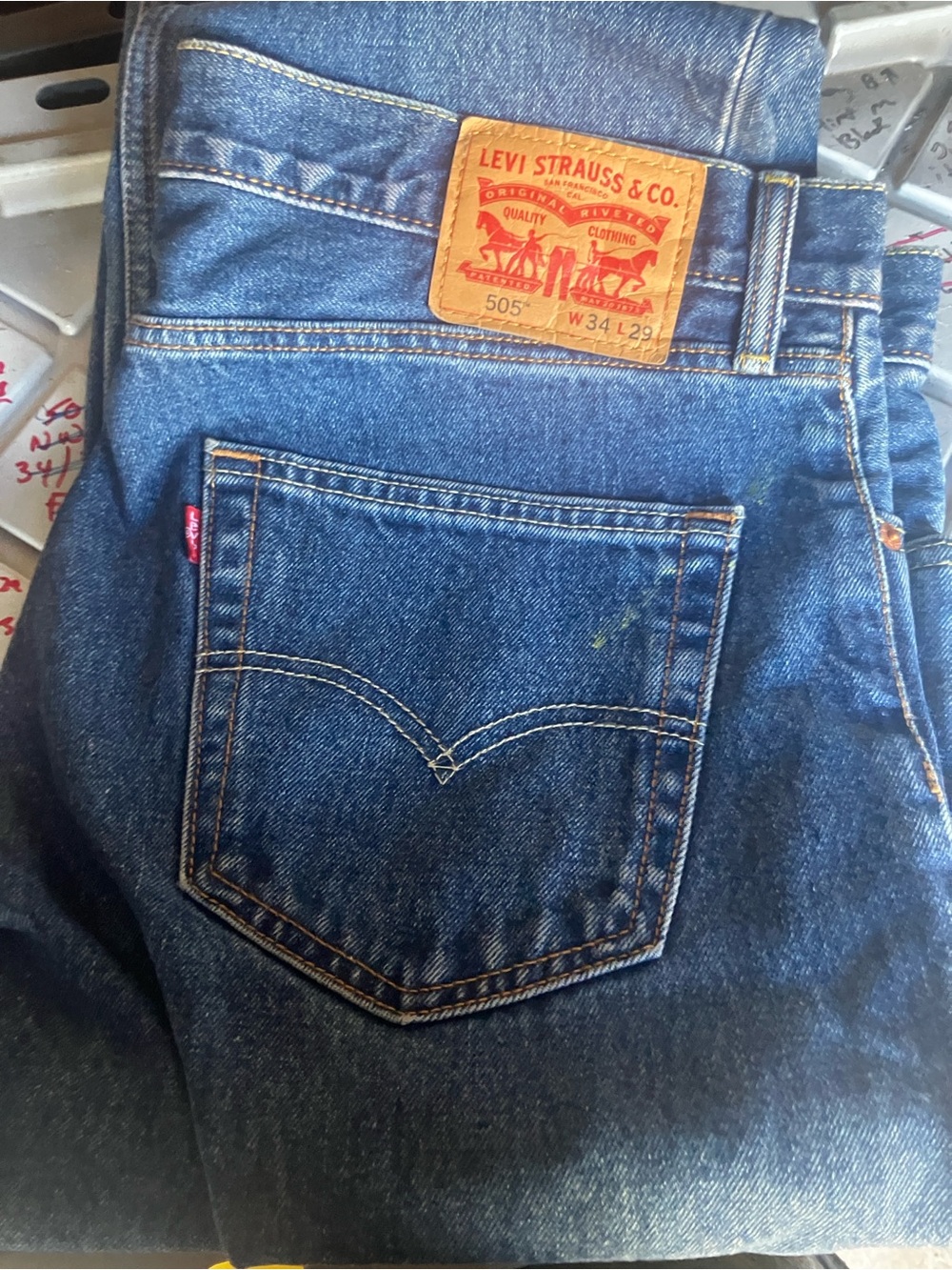 Levi's Men's Dark Blue 505 Relaxed Fit Jeans W34/L29